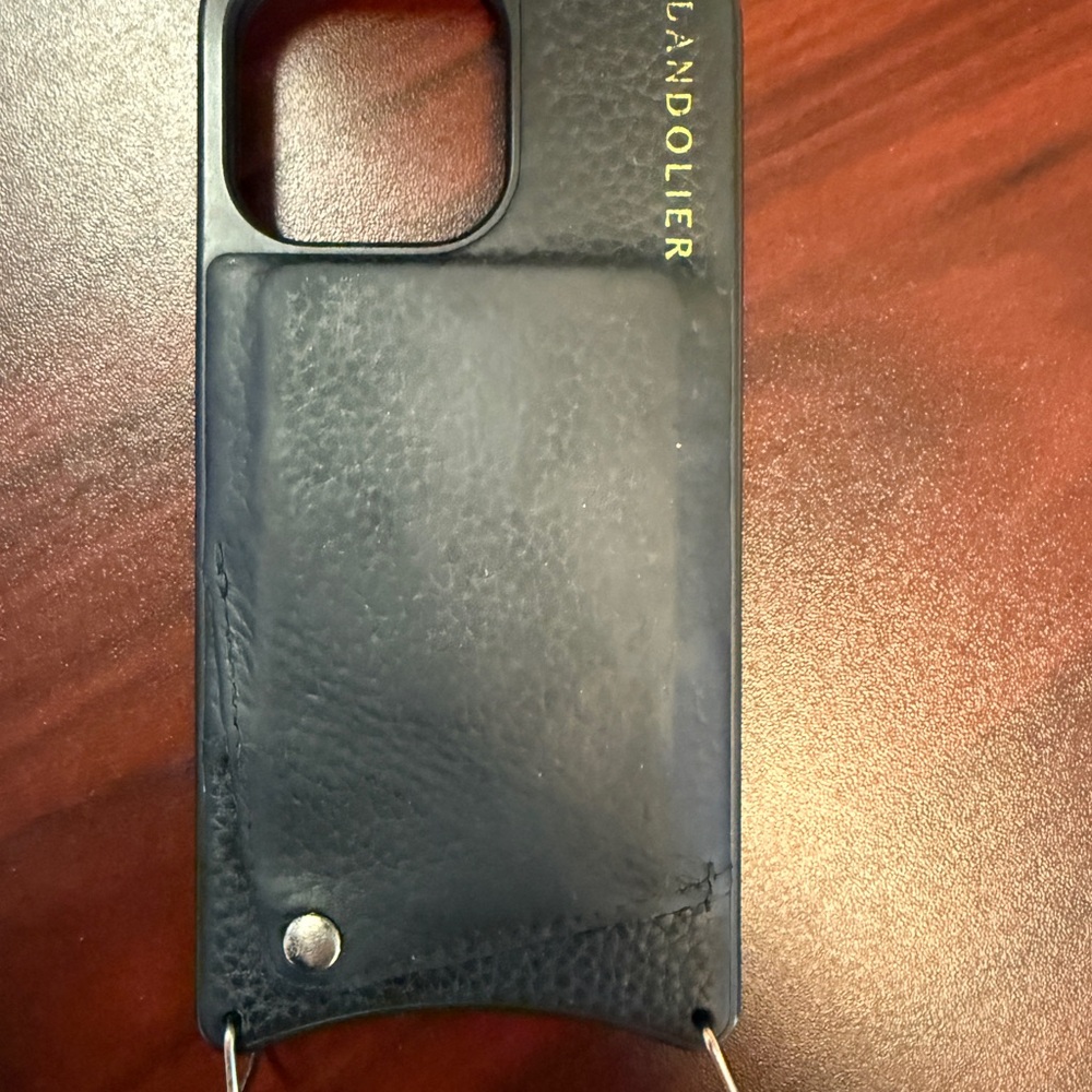 Bandolier Black Leather Phone Case- iPhone 13 Pro
